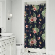 Duschvorhang mit Blumenmuster, 91 x 183 cm (36 x 72 Zoll), mit 12 Haken