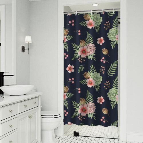 Κουρτίνα ντους με floral εκτύπωση 36x72 ίντσες με 12 γάντζους
