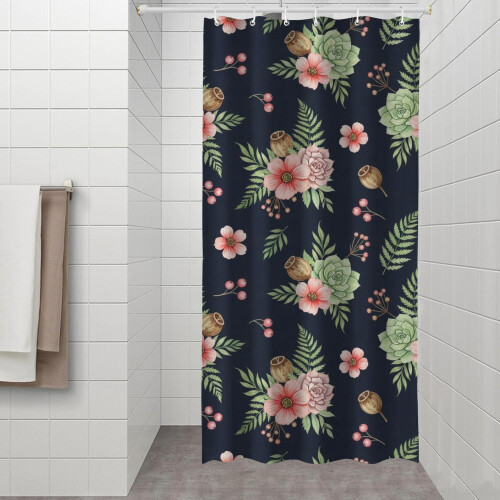 Κουρτίνα ντους με floral εκτύπωση 36x72 ίντσες με 12 γάντζους 1