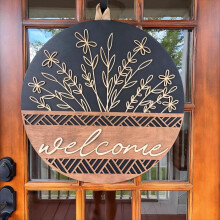 3D Welcome Sign for Front Door – Rustic Round Wood Wreath, Modern Farmhouse Wall Hanging, Housewarming Gift, Porch Decor for All Seasons & Holidays