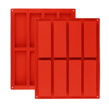 Molde de silicona rectangular de 8 cavidades para barritas energéticas, apto para alimentos, antiadherente, apto para lavavajillas, 26,7 cm x 21 cm