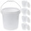 5Pcs Portable Plastic Bucket White Thickened Water Container with Lid 4