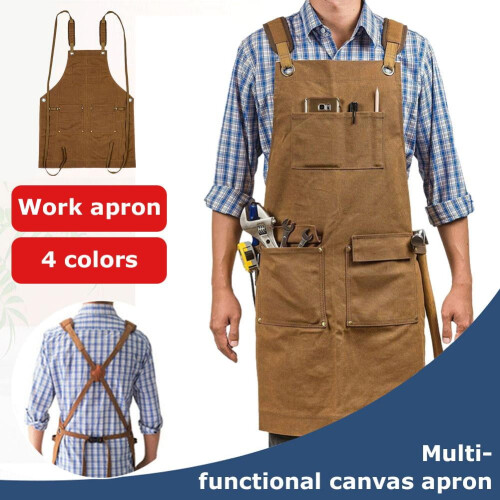 Stevig, gewaxt canvas schort, multifunctioneel canvas werkschort, houtbewerkingsschort 1