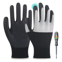 Electrician Gloves, 400V Insulated, Flame Retardant, Non-Slip Rubber Grip – Compatible with Electrical Work (Black/White, 1PC)