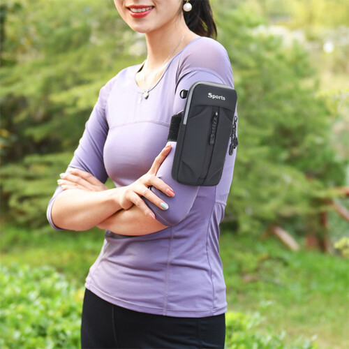 Braçadeira impermeável para celular, ideal para corrida e compatível com smartphones.