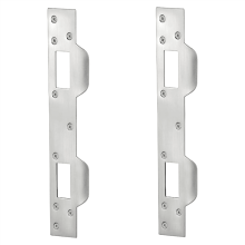 Deursluitplaat met dubbele gaten, zware versteviging voor handgreep en nachtslot (2 stuks, zilver)