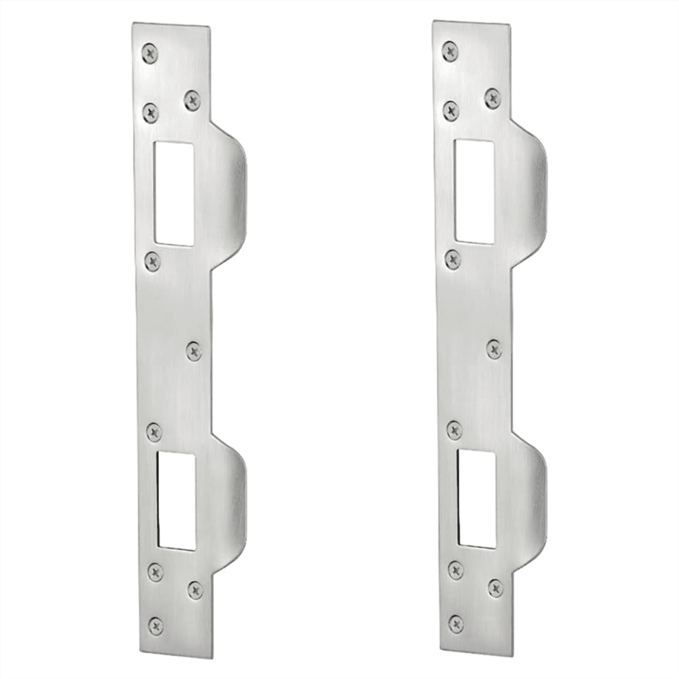 Door Strike Plate Double Holes, Heavy-Duty Latch Reinforcement For Handle And Deadbolt (2Pcs, Silver) 9555307293521