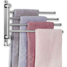 Porte-serviettes pivotant à 4 bras, mural, en acier inoxydable SUS304, gain de place pour salle de bain et cuisine