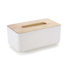 Houten houder voor tissueboxen, geschikt voor rechthoekige tissues, voor thuis of op kantoor.