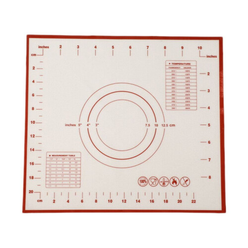 Silikon-Backmatte mit Messskala, rot, 26 x 29 cm