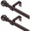 Conjunto de 2 varões de cortina marrons para janelas de 48 a 84-93 polegadas, varão de cortina de metal resistente com emenda de 5/8 de polegada e 1