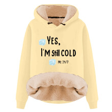 Sweat à capuche chaud pour femme « Oui, j'ai froid » ME247Print, pull d'hiver confortable à manches longues, sweat-shirt amusant