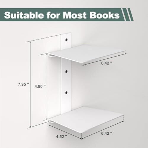 Invisible Floating Bookshelf Metal 4-Tier 2 Pack White 2