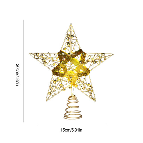 Christmas Tree Topper Silver Star Metal Glitter Small 2