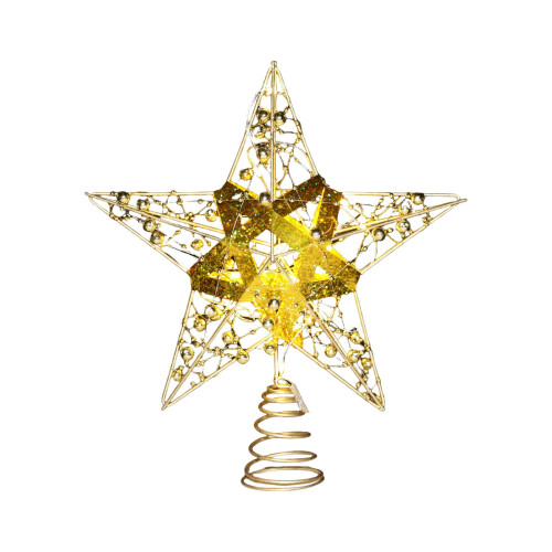 Christmas Tree Topper Silver Star Metal Glitter Small 1