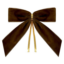 Set van 24 fluwelen strikken voor de kerstboom - Hangende ornamenten, bruine kerststrikken voor kransen, kerstversiering voor feestjes