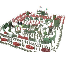 Conjunto de 500 peças de figuras de ação de soldados de 4 cm com tanques, aviões, bandeiras e acessórios.