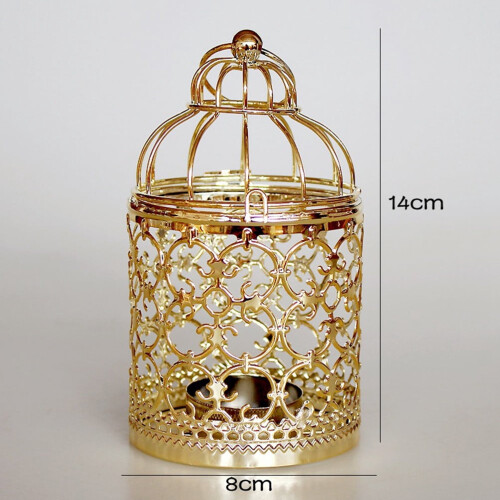 Castiçal de parede OUNONA com sino de pássaros, lanternas decorativas e castiçal dourado. 1