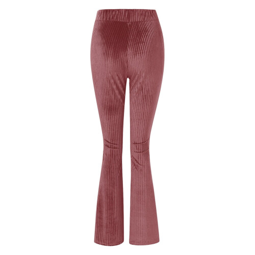 Damesfluwelen flared broek met hoge taille (1 paar) 2