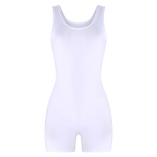 Tuta corta da donna per yoga e sport, tinta unita, abbigliamento sportivo, tuta intera comoda, bianca