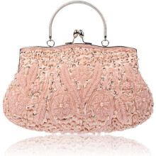 Bolsa de mão feminina vintage para noite, com lantejoulas e miçangas, ideal para noivas e casamentos.