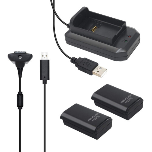 Rechargeable Gamer Controller Replacement Battery Charging Kit for Xbox 360