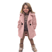 Abrigo grueso cortavientos de invierno para niñas pequeñas, chaqueta abrigada con botones – Compatible con talla 4T, talla 8