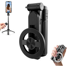 4-in-1 Magnetic Selfie Stick with 360 Rotation, Extendable Tripod, Bluetooth Remote & Metal Ring, Compatible with iPhone/Android