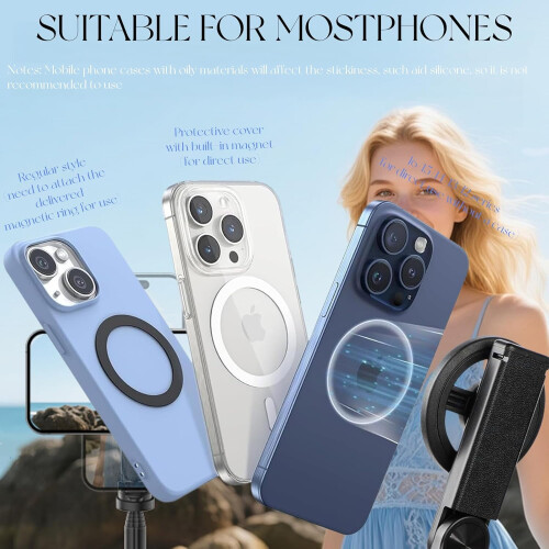 Magnetisk selfiestang med 360 rotasjon, 4-i-1 2
