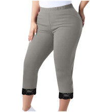 Dámske capri legíny pre väčšie veľkosti s vysokým pásom, elastické nohavice na jogu (L-5X) - Nohavice na cvičenie s elastickým pásom