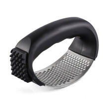 Presse-ail amélioré en acier inoxydable avec éplucheur et brosse – Compatible avec toutes les cuisines