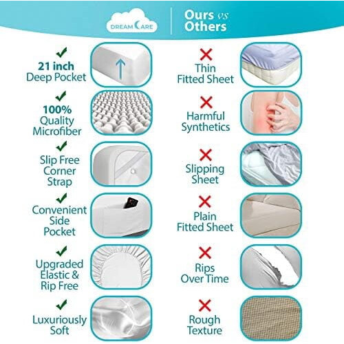 Ensemble de draps pour lit double, rafraîchissant, poches extra profondes, 6 pièces 1