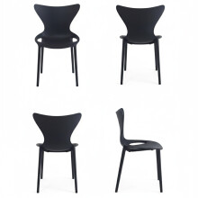 (4x Black Stacking Chairs) Modern Style Retro Dining Garden Stackable Chairs