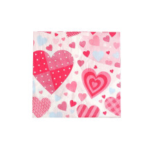 Valentine's Day Themed Disposable Napkins, Heart Print Design for Party and Table Decor, Absorbent Paper for Celebrations and Special Events