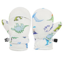 Likimi Toddler Kids Boys Girls Mittens Print Cute Thermal Waterproof Gloves Fall Winter Ski Gloves Size 2-4 Years White