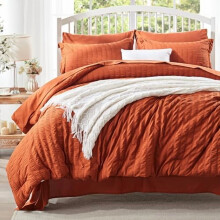 Burnt Orange Seersucker Comforter Set 7-Piece