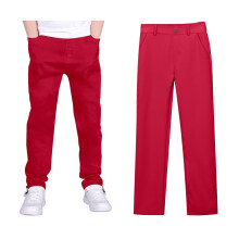 Girls Dress Pants High Stretch Elastic Waist Flat Front School Slacks with Pockets for Kids