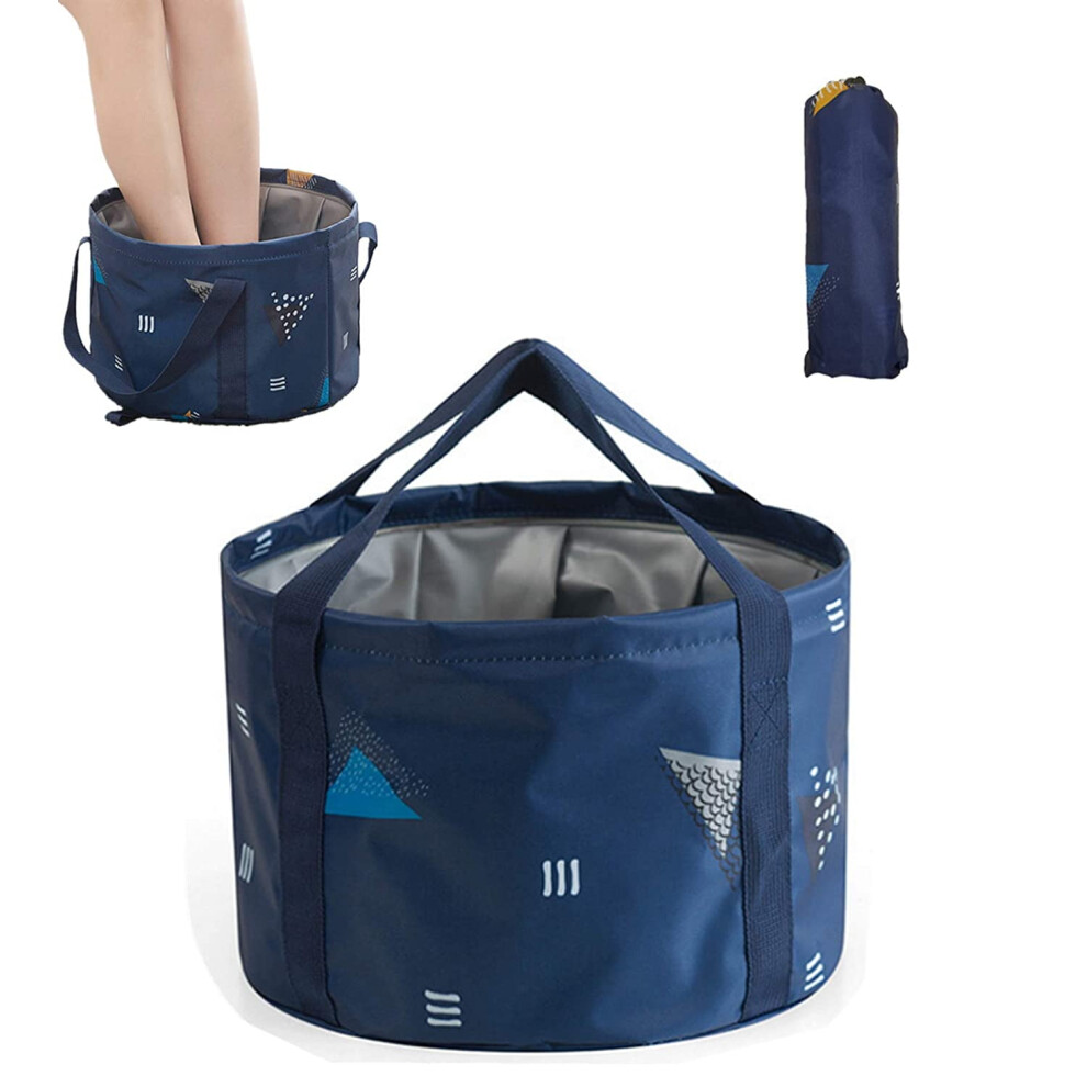 24L Large Foldable Feet Soaking Bath Tub Collapsible Bucket, Portable Travel Foot Soak Spa Basin for Camping Washing, Dark Blue
