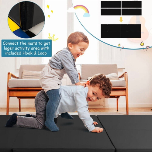 Gymnastikmåtte sort tri-fold 6x2FT med håndtag og 1