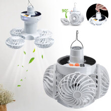 2-in-1 opvouwbare LED-voetballamp en -ventilator – Draagbaar, 3 snelheden, afstandsbediening, USB/batterijvoeding, inclusief haak