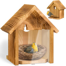 Vogelhuisje voor het raam, voor buiten, doorzichtig, verbeterd houten vogelhuisje, vogelnest voor gemakkelijke observatie.
