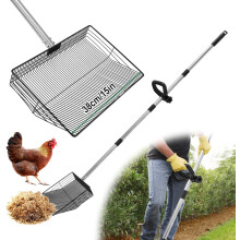 Łopatka do zbierania kurzych odchodów 15", ergonomiczny uchwyt, regulowany uchwyt 24"-63", 4-w-1 do zbierania kuwety do kurnika, boksu, stajni i