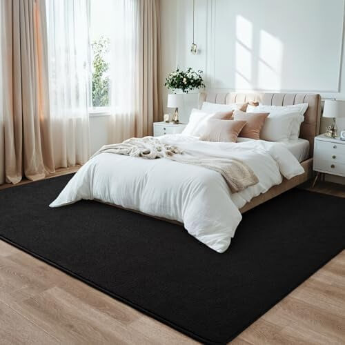Sort Memory Foam tæppe 1,5x2,1m skridsikkert indendørs 1