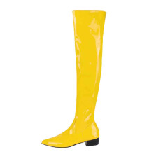Boots for Teen Girls Fall/Winter Candy Low Heel Patent Synthetic Side Zip Tall Over-the-Knee Boots US:4.5(35)