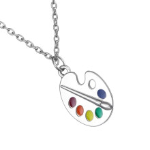 Art Student Necklace Painting Pendant Creative Art Necklace Alloy Jewelry Ornaments Birthday Gift