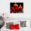 Rose lærredsvægkunst – Sort & rødt blomsterprint 4