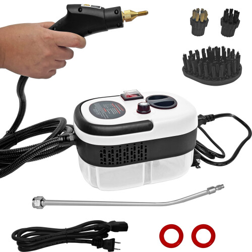 Ατμοκαθαριστής χειρός 2500W, δεξαμενή 1200ml, 3 βούρτσες, γρήγορη θέρμανση—συμβατό με