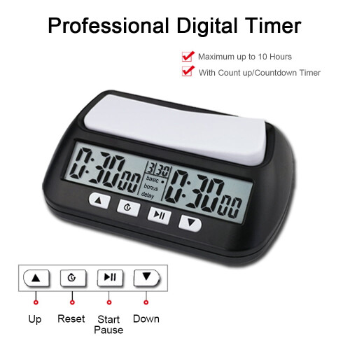 Multipurpose Game Timer 3-in-1 Digital Chess Clock Portable Professional Use 1