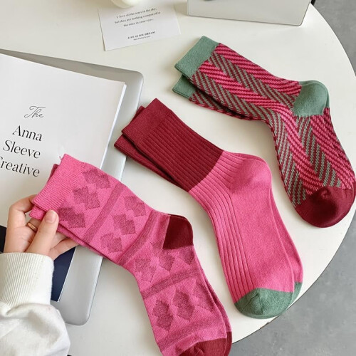 3/6 ζευγάρια ρετρό ριγέ κάλτσες, αθλητικές κάλτσες για γυναίκες 1