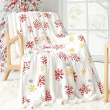 Christmas Throw Blanket, Fuzzy Fluffy Soft Cozy Blanket, Fleece Flannel Plush Microfiber Blanket for Couch Bed Sofa (White Snowflake)